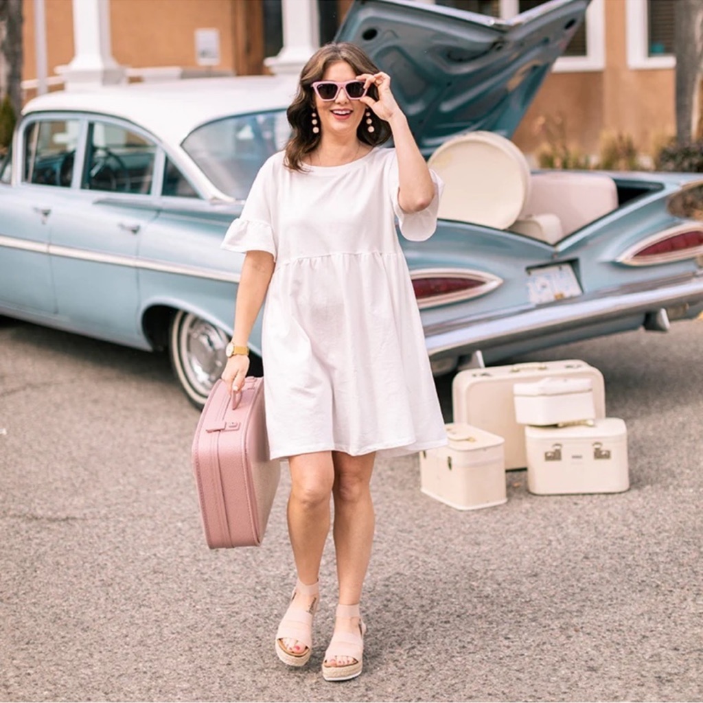 Jillian Harris Jardines Domaine Road Trip White Babydoll Dress Size M